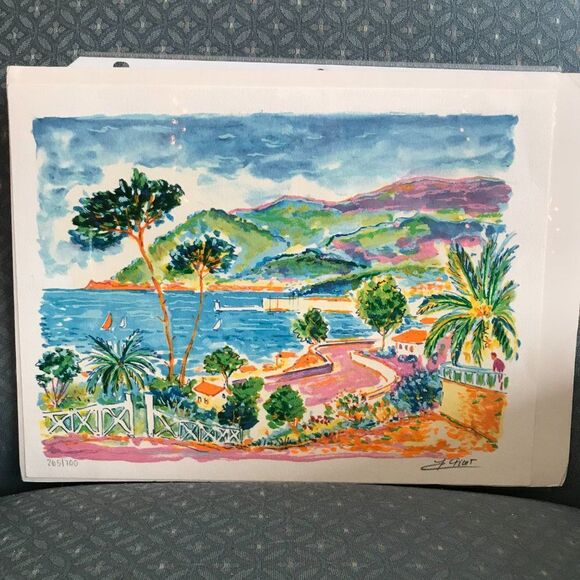 "La Terrasse" by Jean-Claude Picot Seriolithograph - Picture 2 of 7